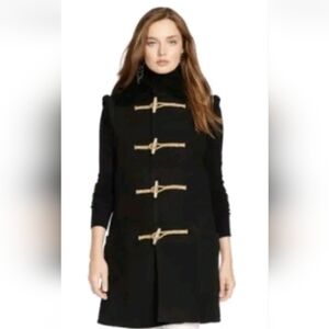 Polo Ralph Lauren Black Toggle Coat with Shearling Collar